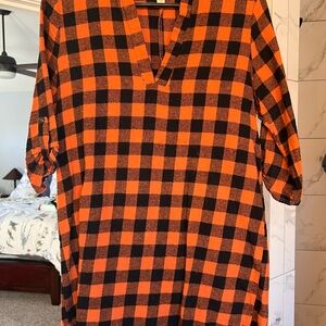 Old Navy Orange and Black Plaid Dress